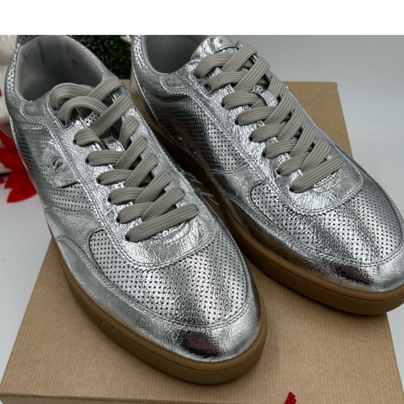 Men's Christian Louboutin TUTTI RUI low top Metallic Sneakers . Size 44